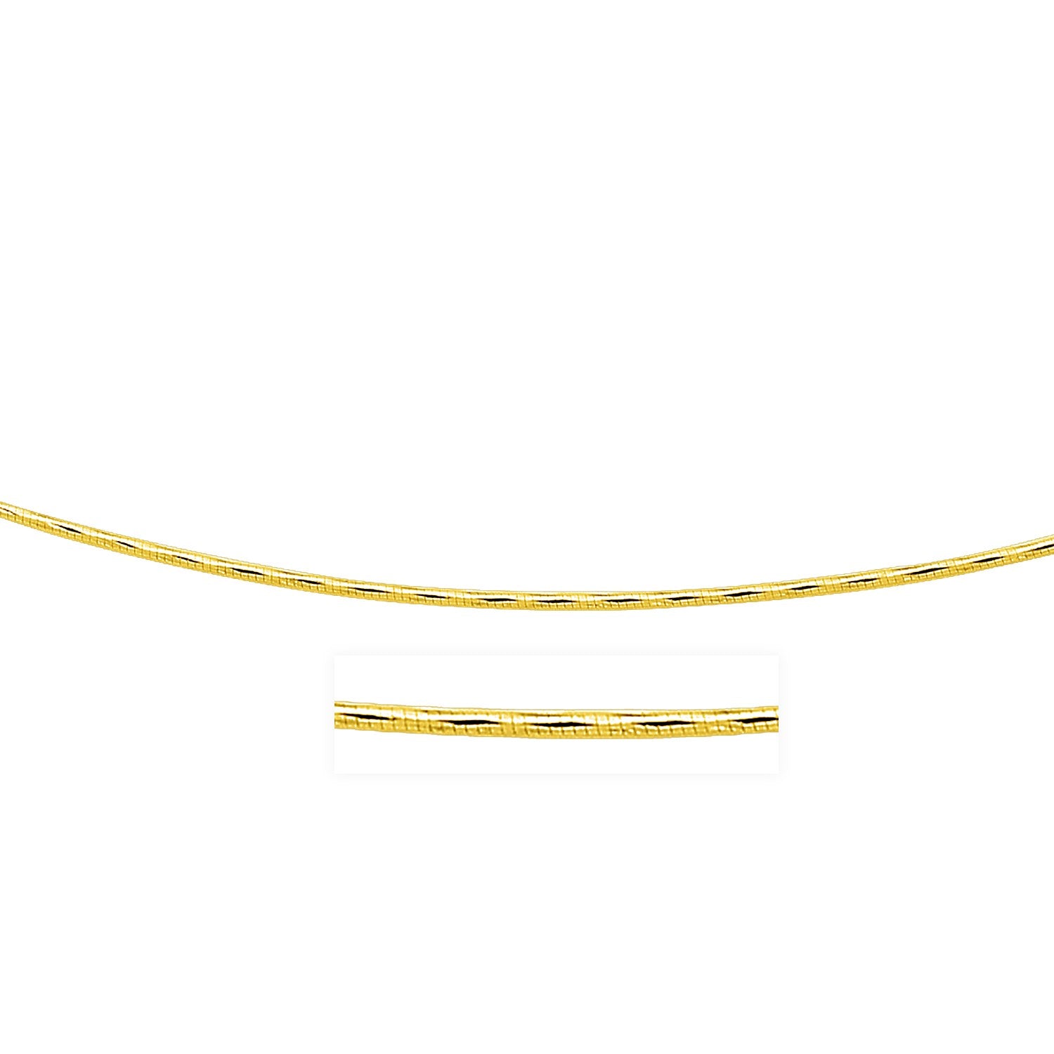 14k Yellow Gold Round Omega Necklace with Diamond Cuts (1.5 mm) in a sleek high-contrast midnight luxury editorial style